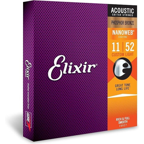 Elixir 16027 Nanoweb Custom Light Phosphor Bronze Acoustic Strings