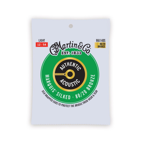 Martin Authentic Silked MA140S Light 80/20 Acoustic Guitar Strings