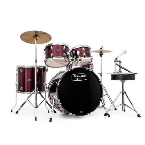 Mapex, Drum Set, Tornado, 5Pcs w /Hw, Throne & Cymbals-Black