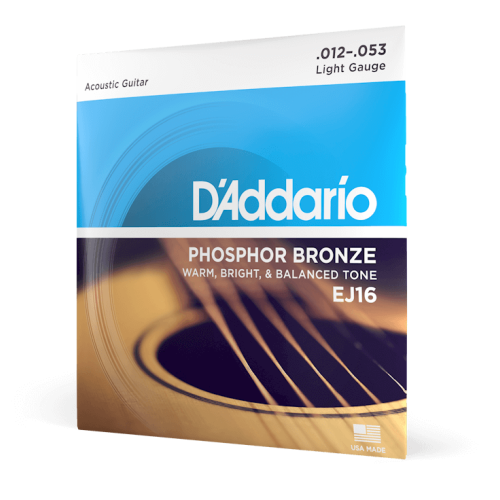 D'Addario EJ16 Phosphor Bronze Acoustic Guitar Strings - Bright, Balanced & Long Lasting