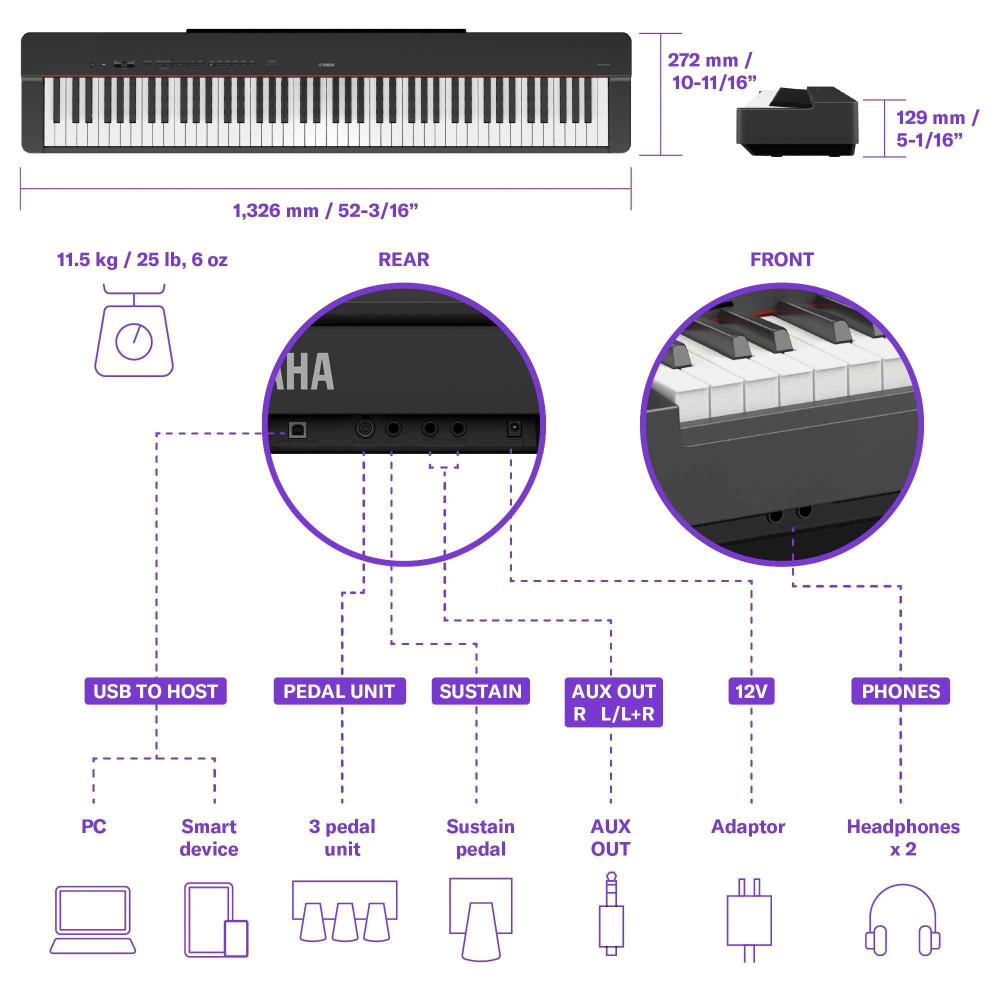 Yamaha P-225 88-Keys Portable Digital Piano